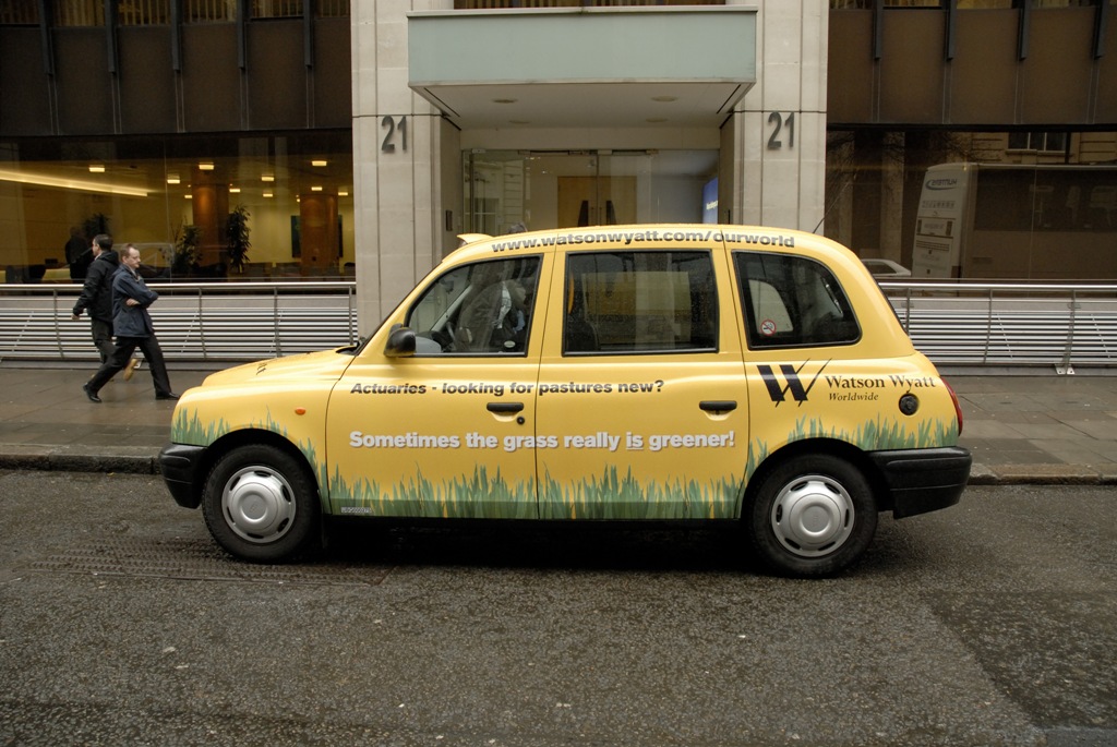 2008 Ubiquitous taxi advertising campaign for Watson Wyatt - Sometimes The Grass Really is Greener
