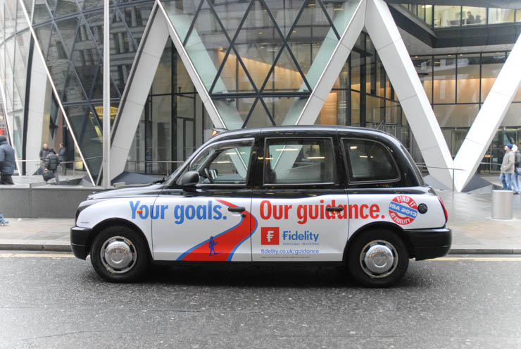 2013 Ubiquitous taxi advertising campaign for Fidelity - Your Goals. Our Guidance.