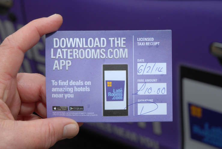 2014 Ubiquitous taxi advertising campaign for Laterooms - Take Me Somewhere Special Tonight