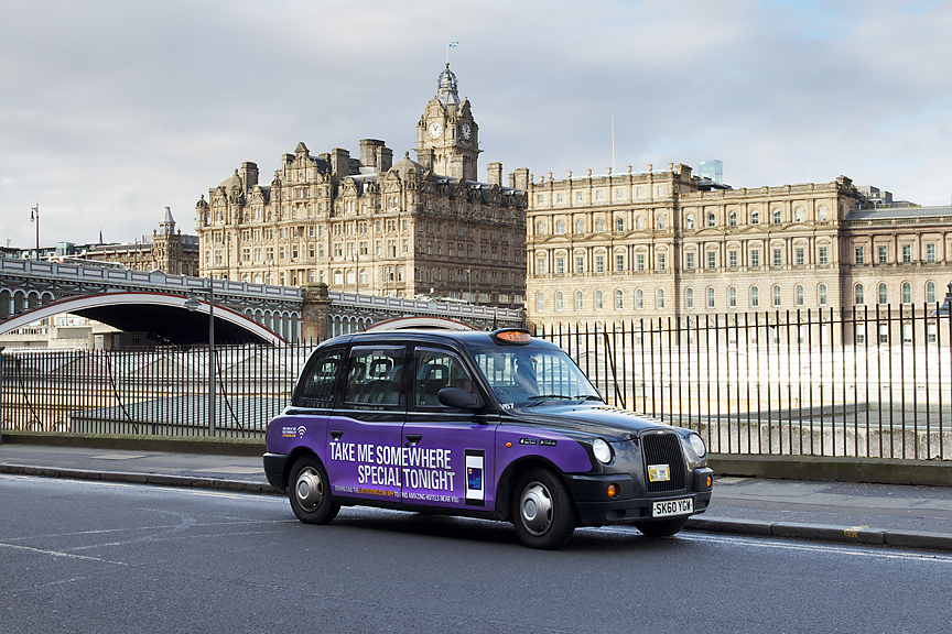 2014 Ubiquitous taxi advertising campaign for Laterooms - Take Me Somewhere Special Tonight