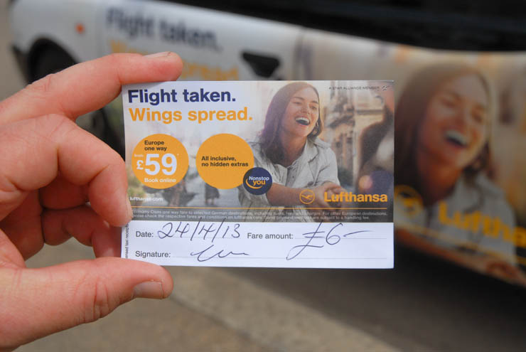 2013 Ubiquitous taxi advertising campaign for Lufthansa - Flight Taken. Wings Spread.