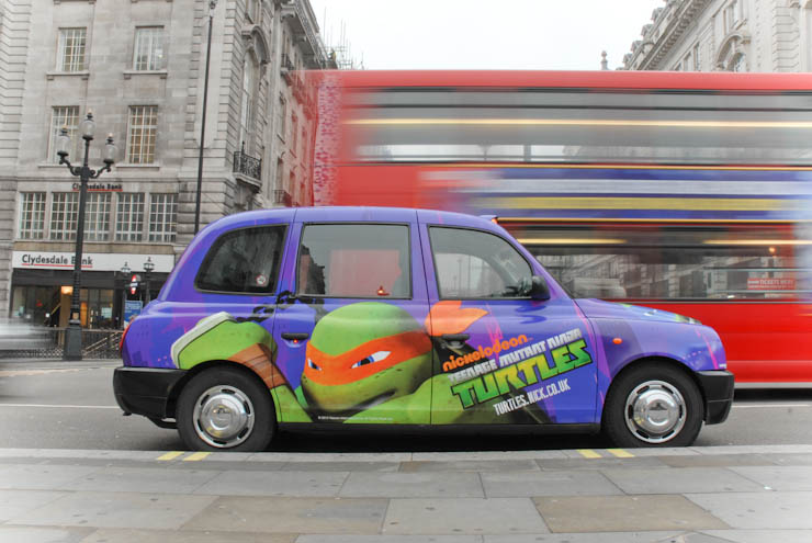 2012 Ubiquitous taxi advertising campaign for Nickelodeon - Teenage Mutant Ninja Turtles