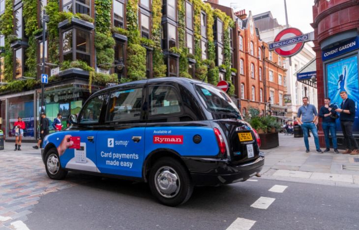 Ryman SuperSide taxi advertising in Covent Garden