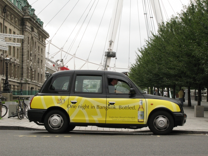2007 Ubiquitous taxi advertising campaign for Singha Beer - 30 years of getting to know you