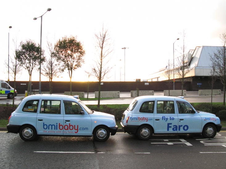 2008 Ubiquitous taxi advertising campaign for bmibaby - The airline with tiny fares