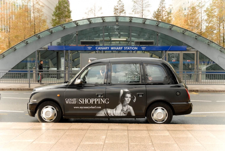 2010 Ubiquitous taxi advertising campaign for Canary Wharf - Canary Wharf Shopping