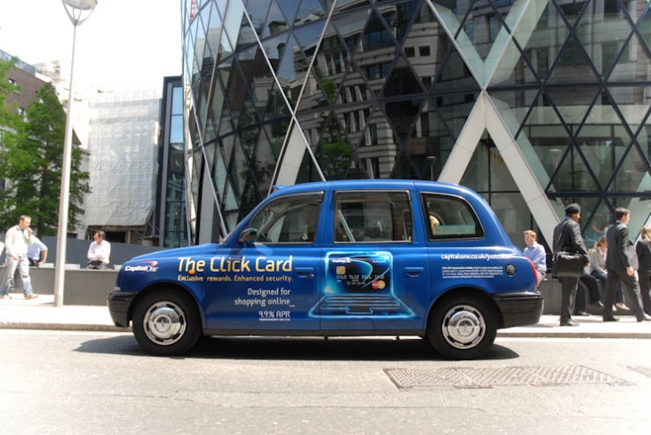 2011 Ubiquitous taxi advertising campaign for Capital One Bank - The Click Card