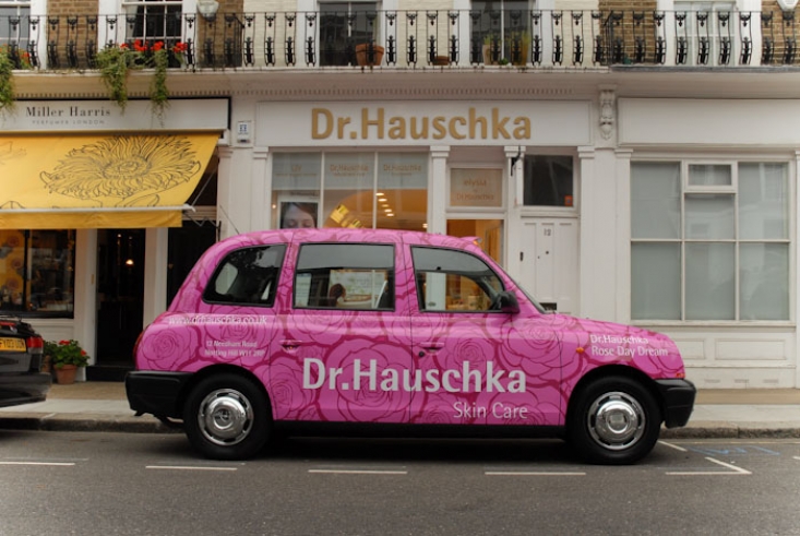 2010 Ubiquitous taxi advertising campaign for Dr Hauschka - Dr Hauschka Day Rose Cream