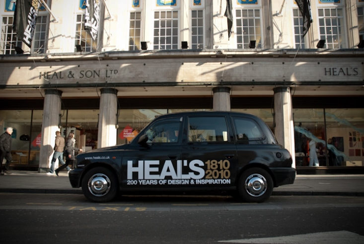 2010 Ubiquitous taxi advertising campaign for Heals - 200 Hundred Years of Design &amp; Inspiration