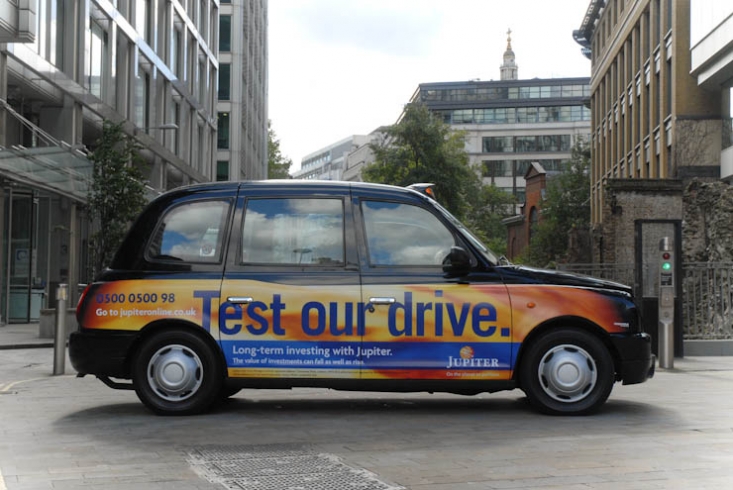 2012 Ubiquitous taxi advertising campaign for Jupiter  - Test our drive