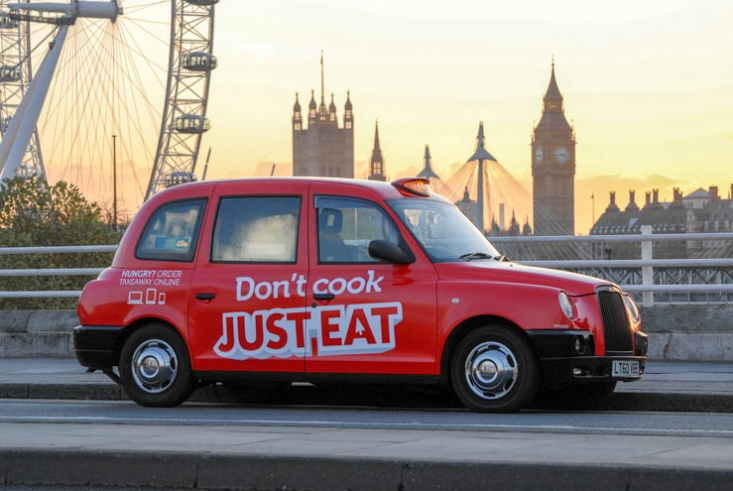 2013 Ubiquitous taxi advertising campaign for Just Eat - Don&#039;t Cook; Just Eat