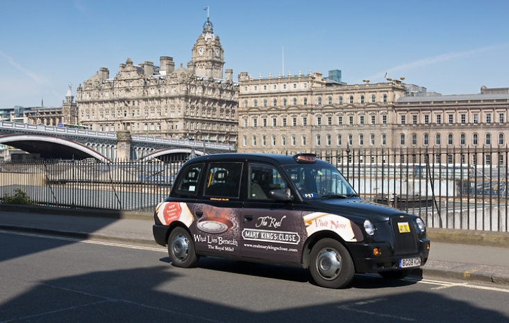 2011 Ubiquitous taxi advertising campaign for Mary King&#039;s Close - What Lies Beneath?
