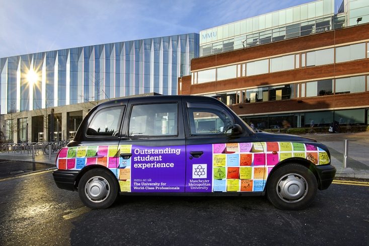 2012 Ubiquitous taxi advertising campaign for Manchester Metropolitan University - The University for World-Class Professionals