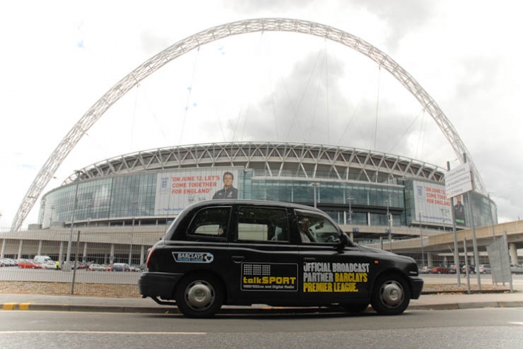 2010 Ubiquitous taxi advertising campaign for Talksport - Official Radio Broadcaster: Fifa World Cup