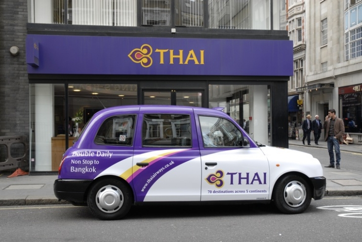 2008 Ubiquitous taxi advertising campaign for Thai Airlines - 70 Destinations across 5 continents