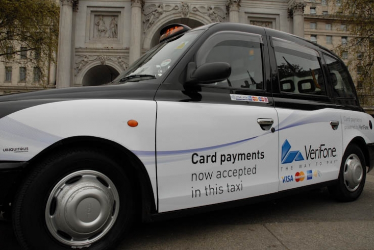 2011 Ubiquitous taxi advertising campaign for Verifone - Card payments now accepted in this taxi