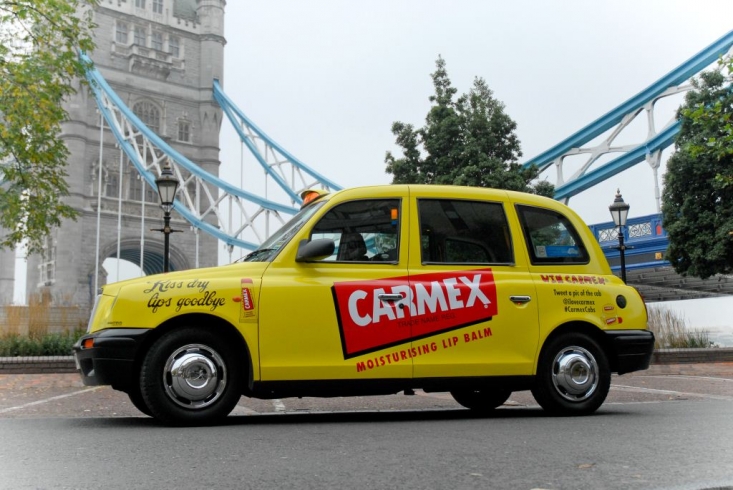 2012 Ubiquitous taxi advertising campaign for Carmex - Moisturising Lip Balm
