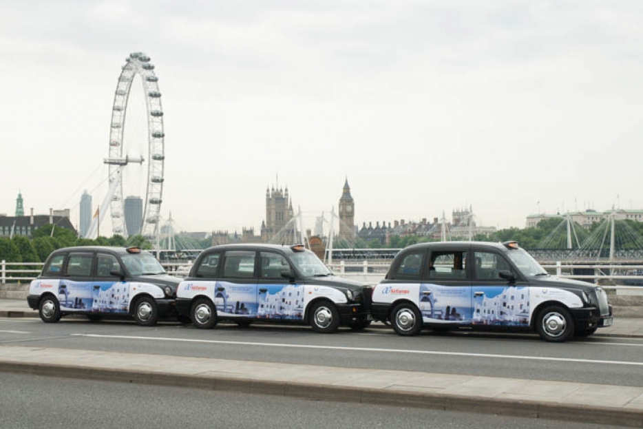 2013 Ubiquitous taxi advertising campaign for Air Europa - The Uruguayan Quality of Life, Now Closer Than Ever