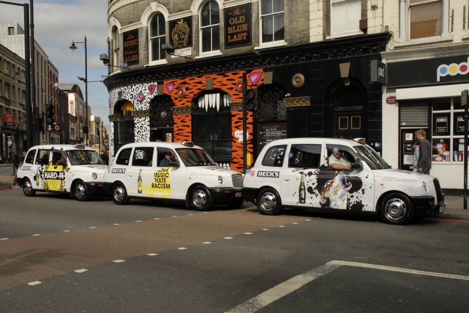 2009 Ubiquitous taxi advertising campaign for Becks - Music inspired art