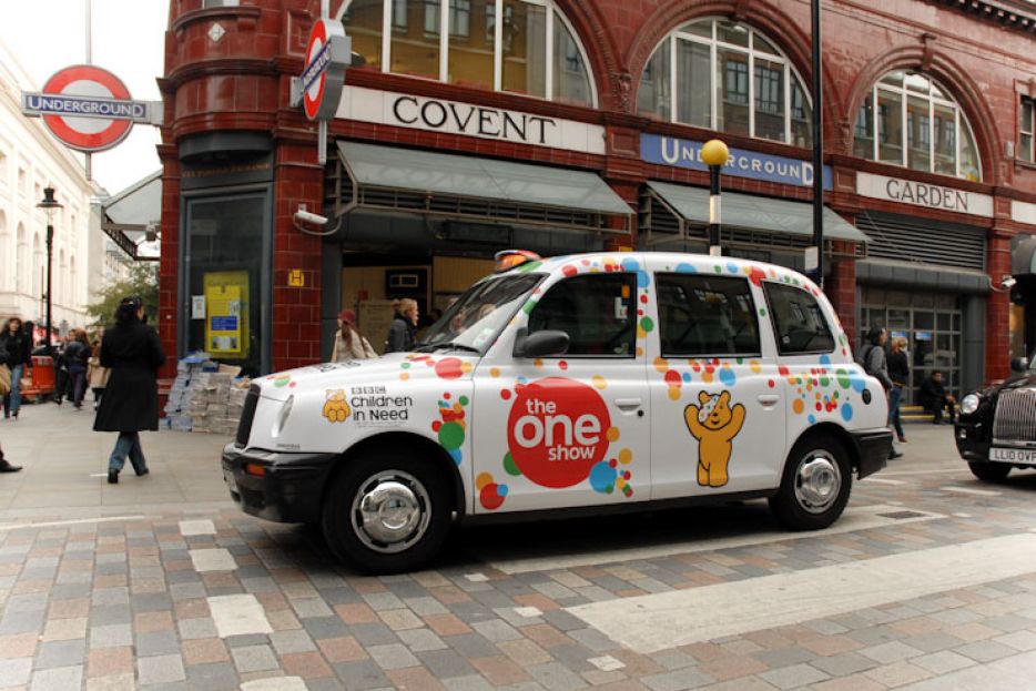 2010 Ubiquitous taxi advertising campaign for Children In Need - The One Show