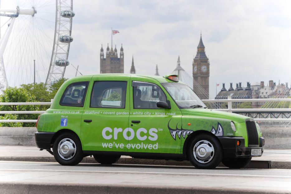 2012 Ubiquitous taxi advertising campaign for Crocs - Crocs we&#039;ve evolved