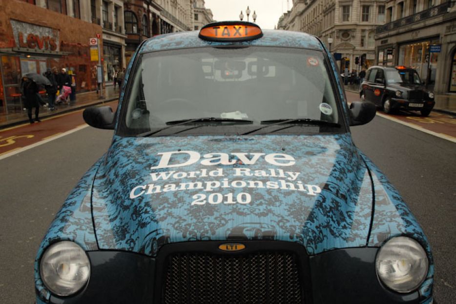 2010 Ubiquitous taxi advertising campaign for Dave - World Rally Championship 2010