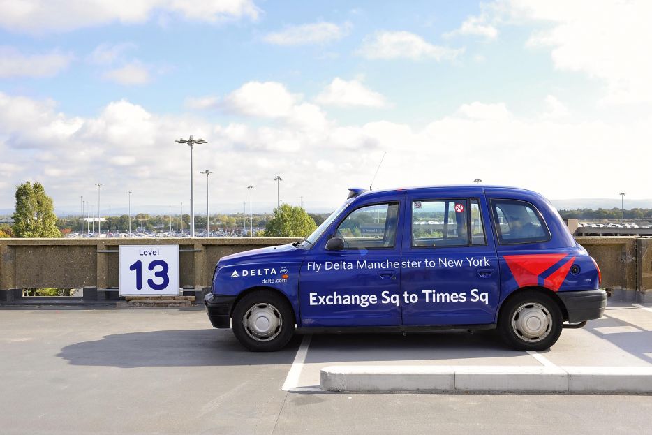 2008 Ubiquitous taxi advertising campaign for Manchester Airport - Delta Airlines