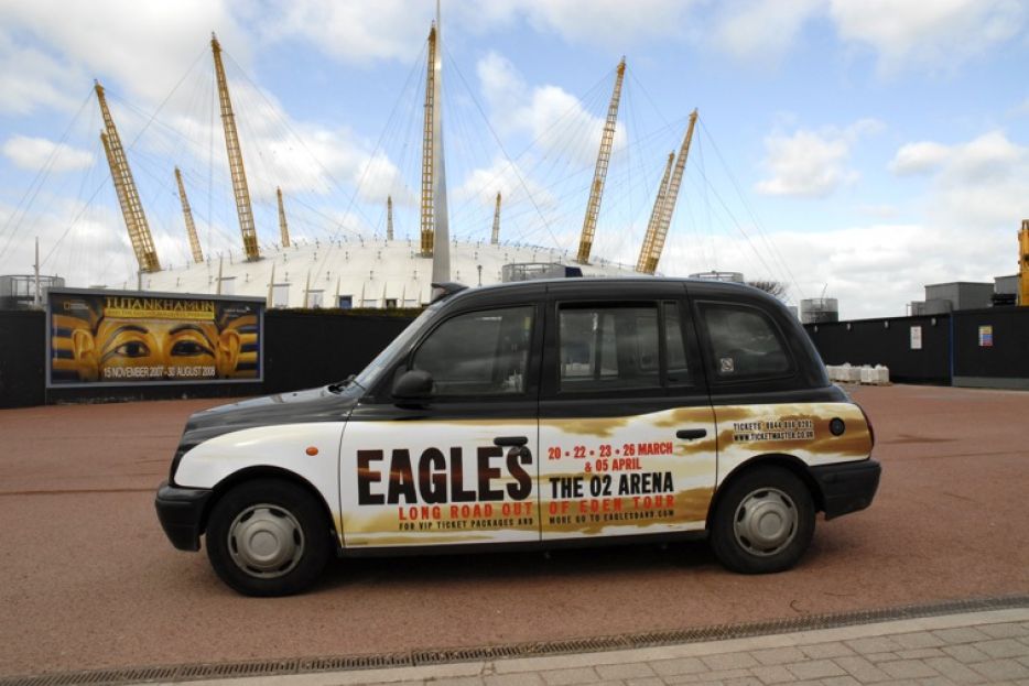 2008 Ubiquitous taxi advertising campaign for Eagles - Long Road out of Eden Tour
