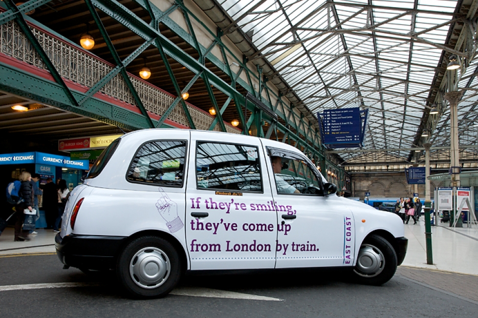 2010 Ubiquitous taxi advertising campaign for East Coast Mainline - East Coast Mainline
