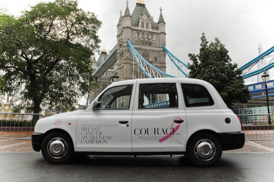 2012 Ubiquitous taxi advertising campaign for Estee Lauder - Breast Cancer Awareness Campaign
