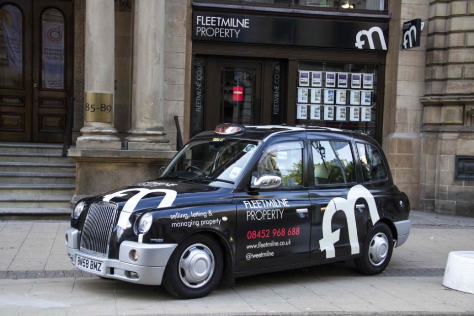 2013 Ubiquitous taxi advertising campaign for Fleet Milne Residential - Selling, Letting &amp; Managing Property
