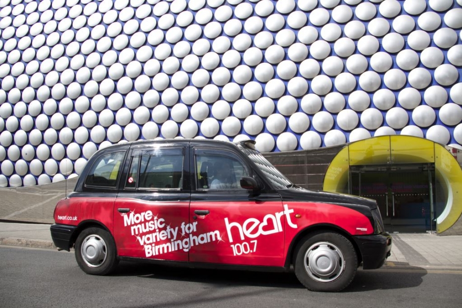 2013 Ubiquitous taxi advertising campaign for Heart - More music variety for Birmingham