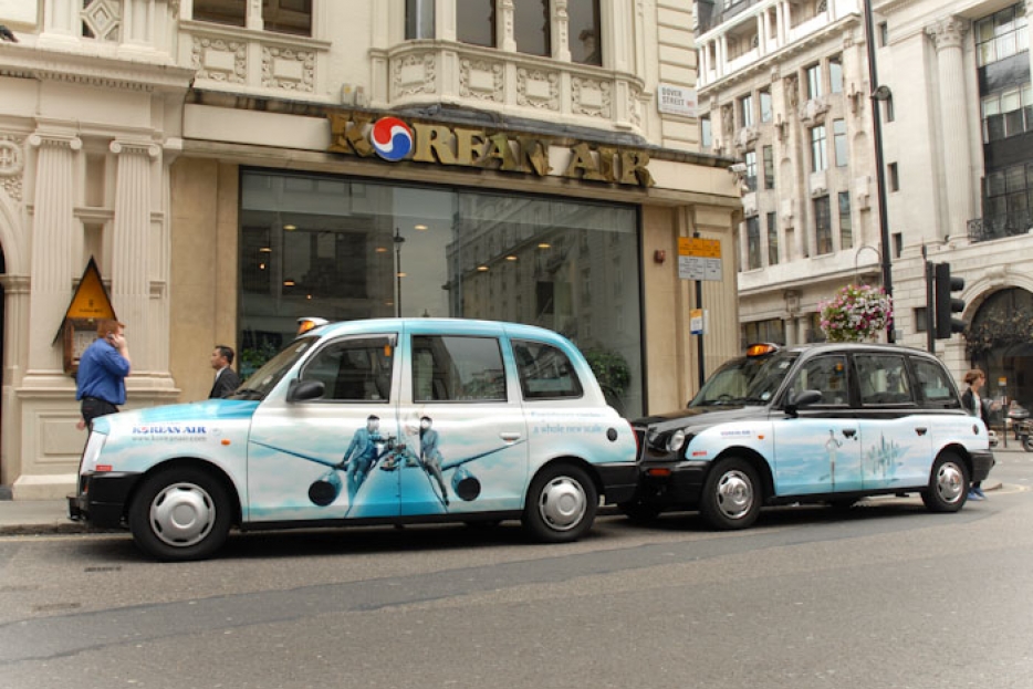 2010 Ubiquitous taxi advertising campaign for Korean Air - Experience Service On A Whole New Level