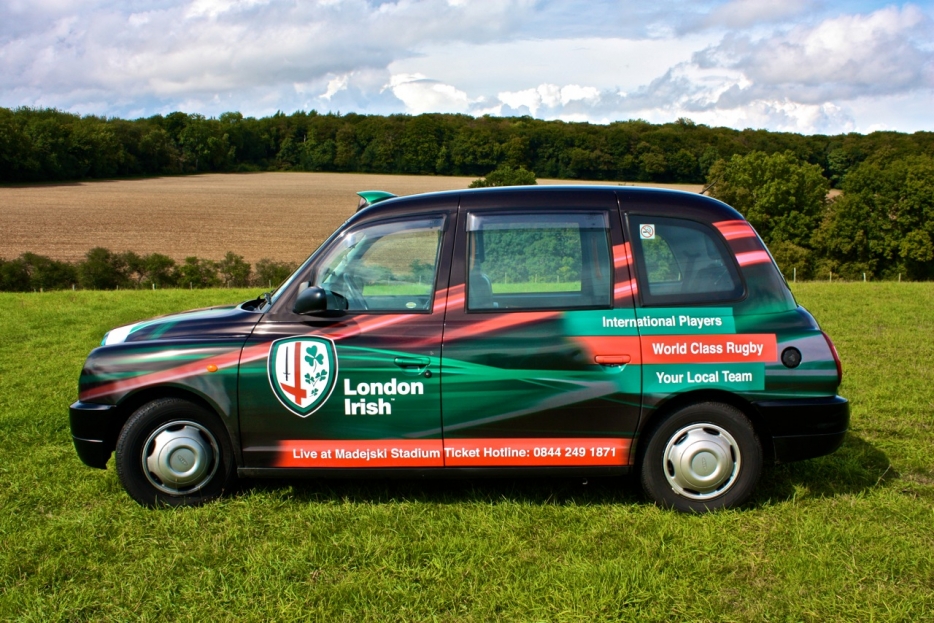 2010 Ubiquitous taxi advertising campaign for London Irish  - European Rugby In Reading