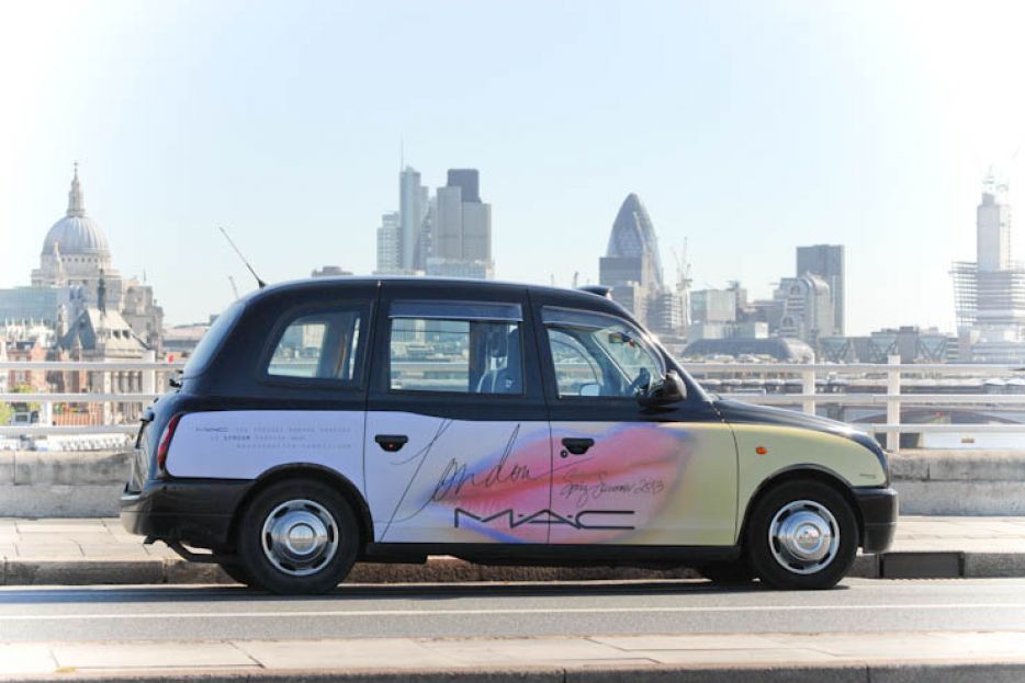 2012 Ubiquitous taxi advertising campaign for MAC - The official makeup sponser of London Fashion Week