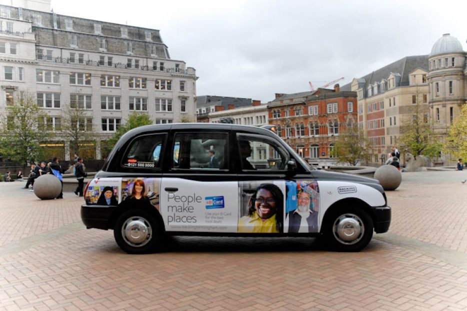 2011 Ubiquitous taxi advertising campaign for Marketing Birmingham - People make Places