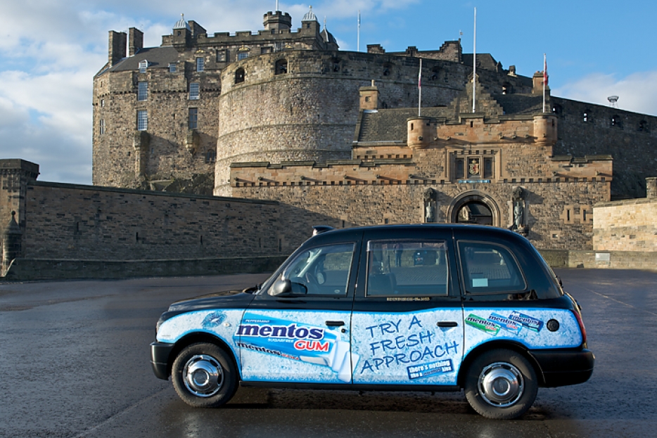 2010 Ubiquitous taxi advertising campaign for Mentos - Try A Fresh Approach