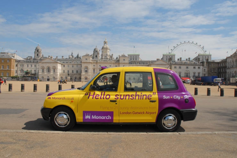 2013 Ubiquitous taxi advertising campaign for Monarch - &quot;Hello Sunshine&quot;
