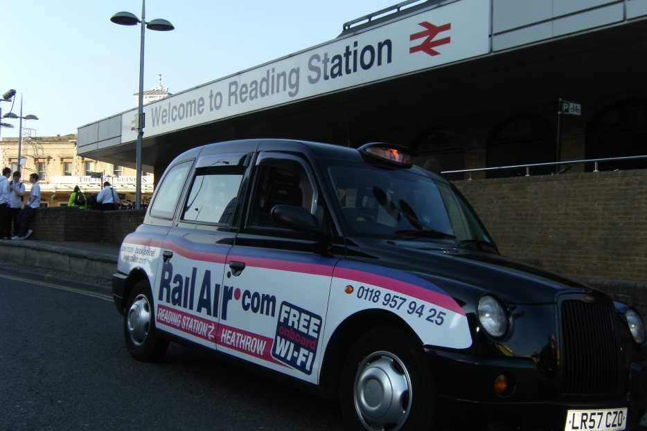 2010 Ubiquitous taxi advertising campaign for Rail Air - Rail Air.Com
