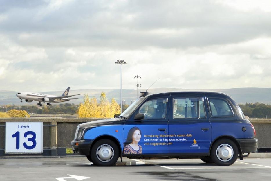 2007 Ubiquitous taxi advertising campaign for Singapore Airlines - Manchester to Singapore Non Stop