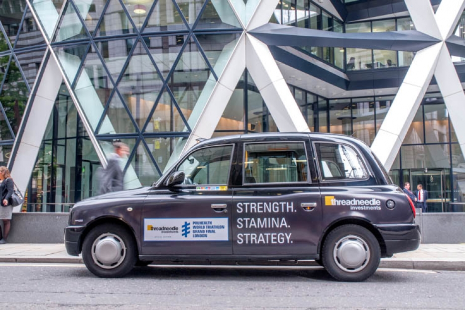 2013 Ubiquitous taxi advertising campaign for Threadneedle - Strength. Stamina. Strategy.