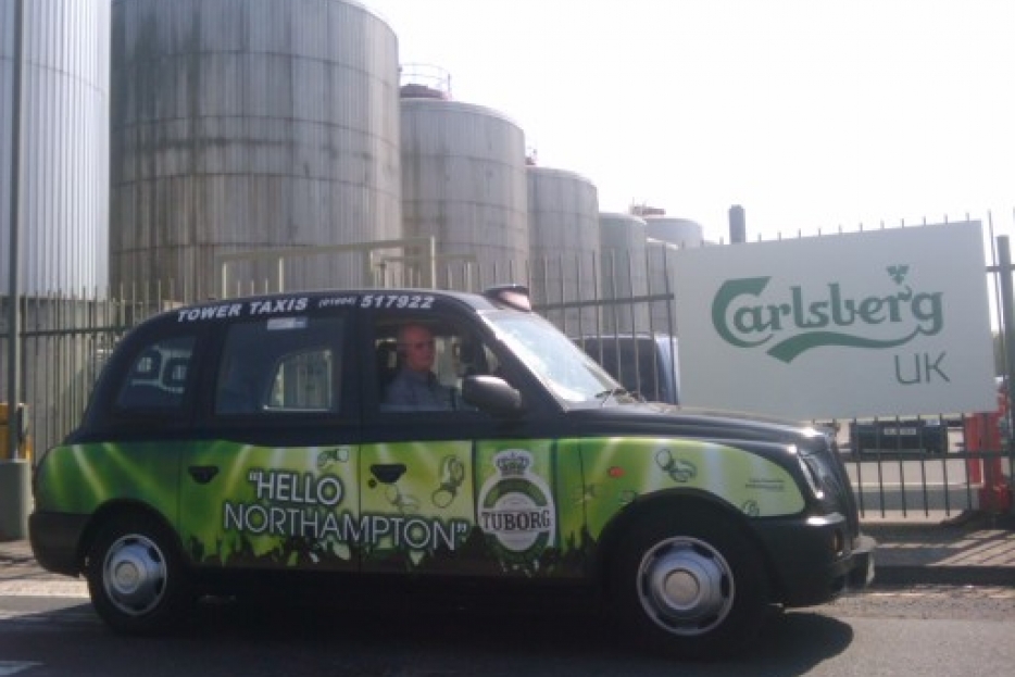 2010 Ubiquitous taxi advertising campaign for Carlsberg - Tuborg - Hello Reading/Northampton
