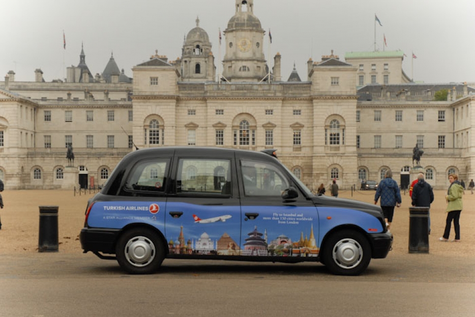 2010 Ubiquitous taxi advertising campaign for Turkish Airlines - Fly to Istanbul and more than 150 cities worldwide from London