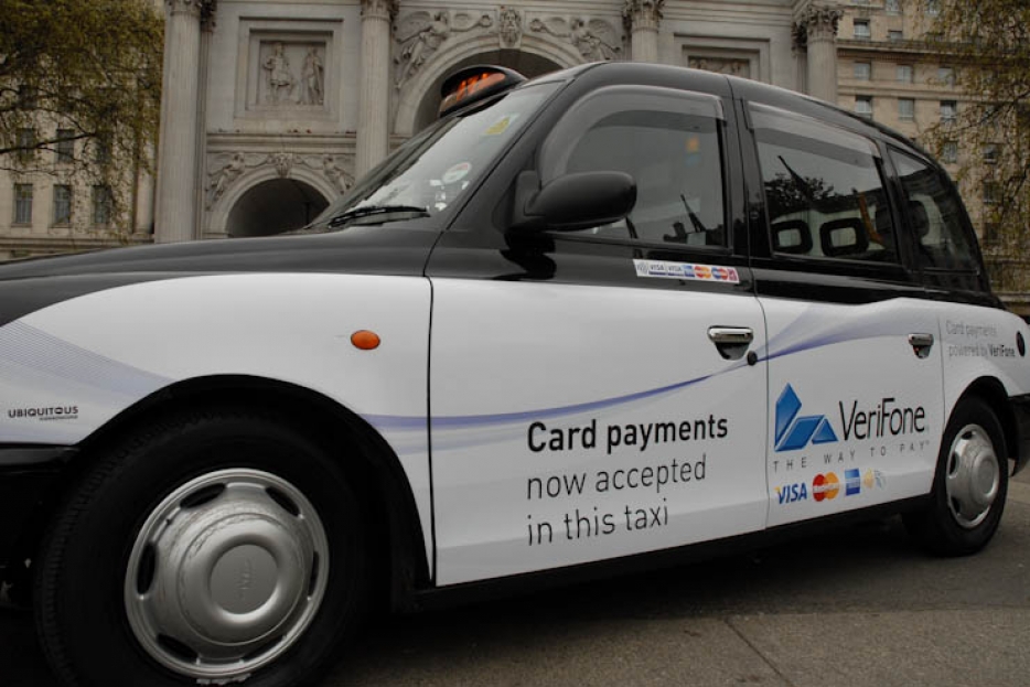 2011 Ubiquitous taxi advertising campaign for Verifone - Card payments now accepted in this taxi