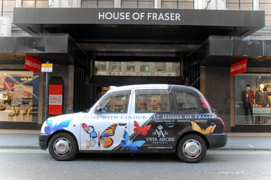 2012 Ubiquitous taxi advertising campaign for Vista Alegre - Alive with colour at House of Fraser