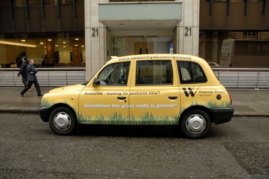 2008 Ubiquitous taxi advertising campaign for Watson Wyatt - Sometimes The Grass Really is Greener